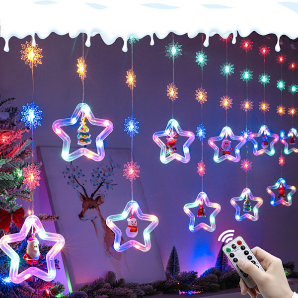 Ring LED-lys til jul, bryllupper, fester og boligindretning Snefnug stjerne ring Farvede lys