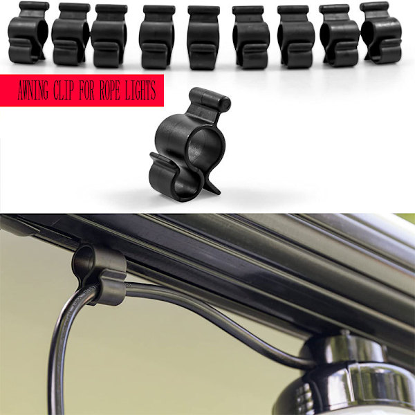 Standard förtältklämma för Rope Light 10-pack Svart