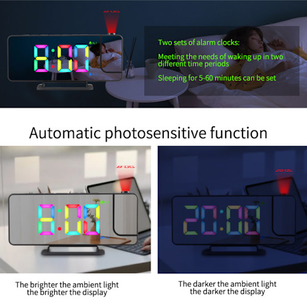 LED projektionsvækkeur