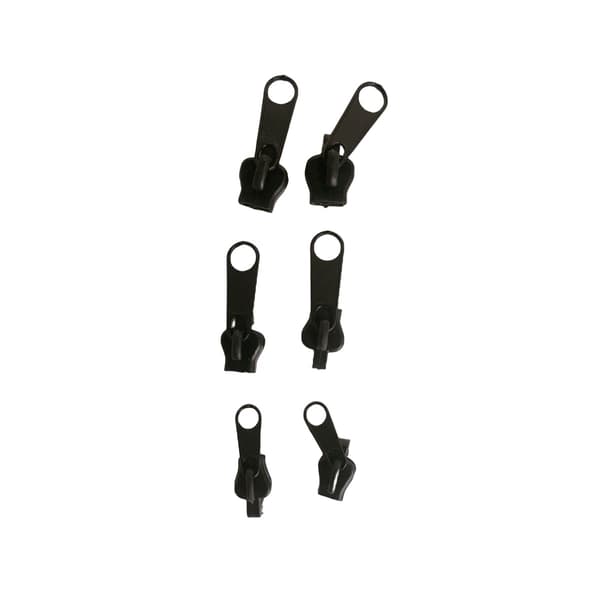 Universal blixtlås löpare för dragkedja 6-pack Black Black