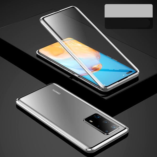 Huawei P40 matkapuhelinkotelo karkaistu lasi, hopea
