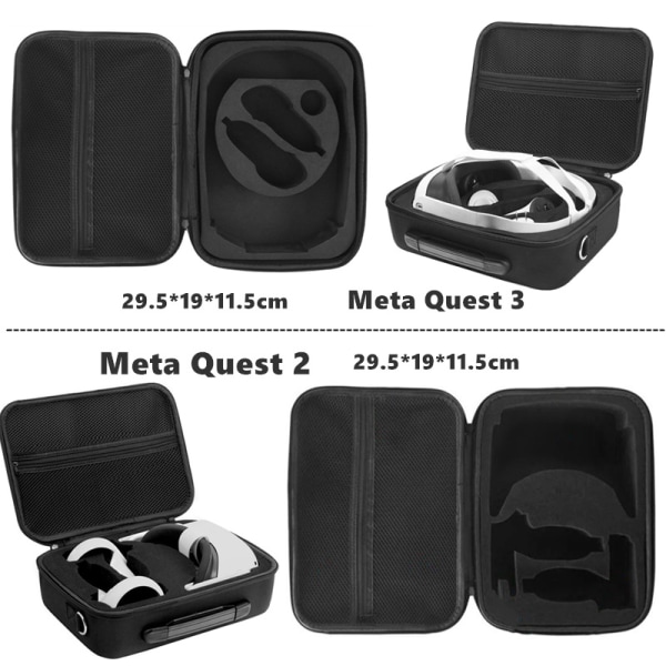 Hård opbevaringstaske kompatibel med Meta Oculus Quest 3 Sort Sort