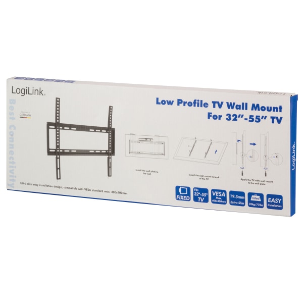 LogiLink Väggfäste TV 32-55" Fast. Extra slim. 19,5mm