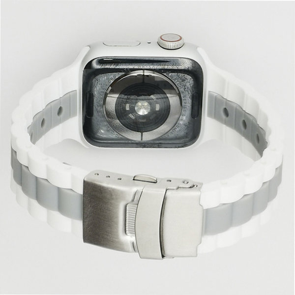 Tofarvet silikone urrem til Apple Watch Series 1-7 & SE Hvid+Grå