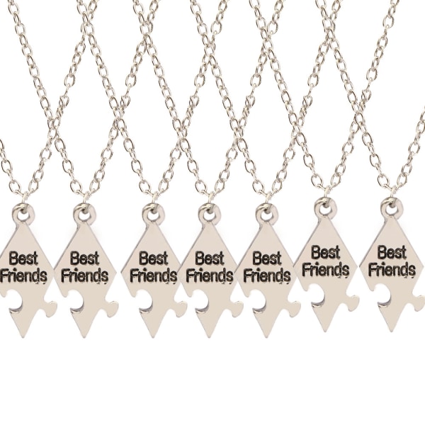 Puslespil halskæde "Bedste venner" 7-pak Sølv