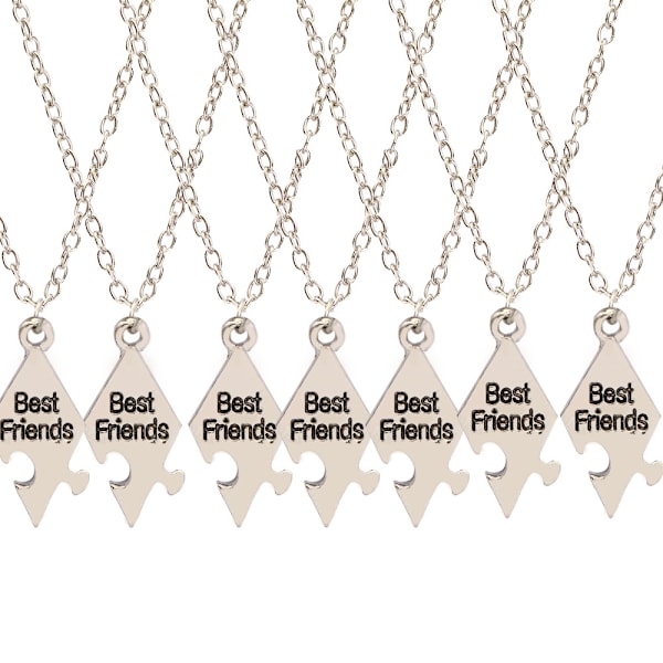 Pusselhalsband "Bästa vänner", 7-pack Silver
