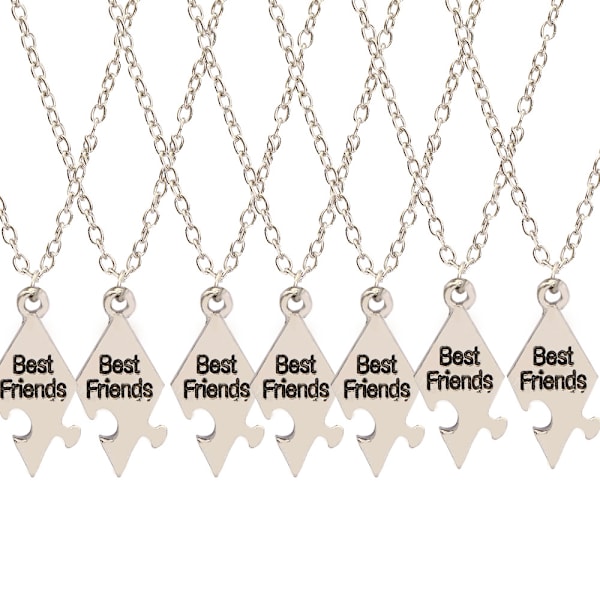 Pusselhalsband "Bästa vänner" 7-pack Silver