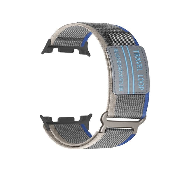 Nylonpunosranneke Samsung Watch 8 -kelloon, sininen/harmaa, 22 mm