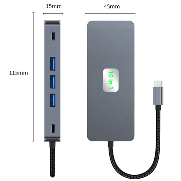 10-in-1 USB-C -telakointiasema kahdella 4K60Hz-näytöllä