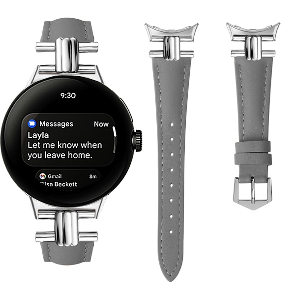 Armband i äkta Läder för Google Pixel Watch 3 Grå 45 mm