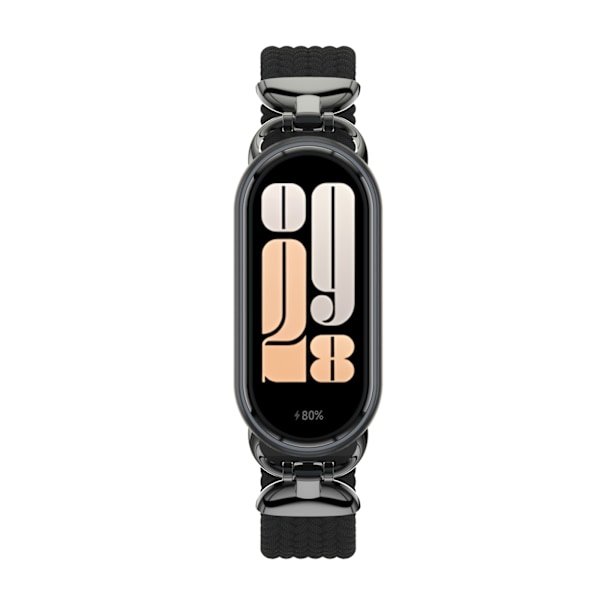 Tyylikäs punottu solkikiinnitys Xiaomi Mi Band 9/10:lle Musta