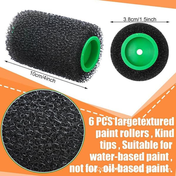 Svart Rollerborste Set - 1 Ram + 9 Rollerborstar
