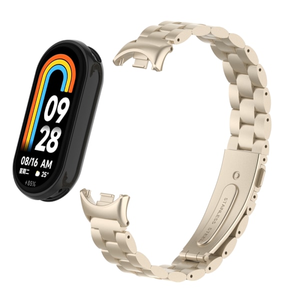 Tyylikäs ruostumattomasta teräksestä valmistettu ranneke Xiaomi Mi Band 9:lle Kulta
