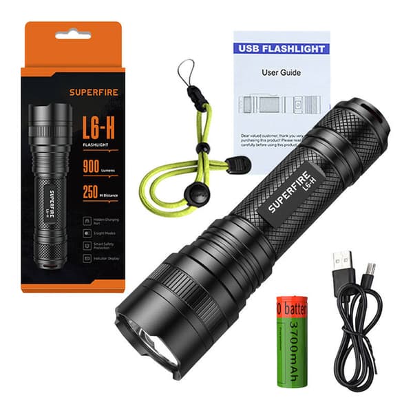 Ficklampa Superfire L6-H, 750lm, USB-C