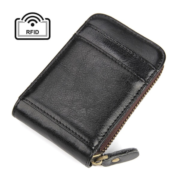 RFID korthållare plånbok Äkta läder Svart