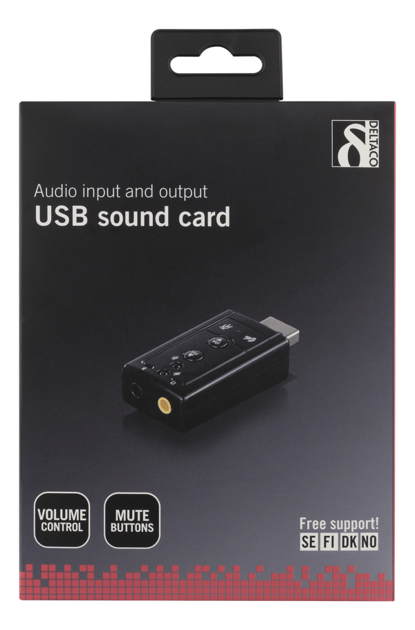 USB audio card, 7.1, mute, volume, 2x3.5mm, mic/headphone