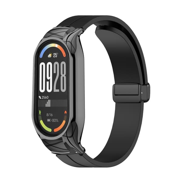 Rem til Xiaomi Band 10 Ceramic Edition, kompatibel silikonerem med magnetisk foldelås, sort erstatningsrem 22 cm