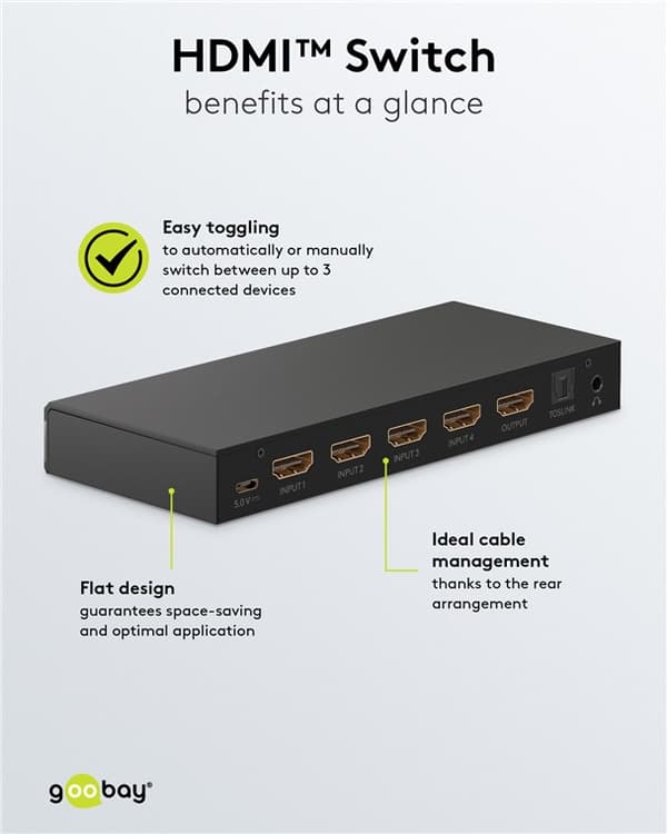 HDMI switch box 4 til 1 med lydudgang