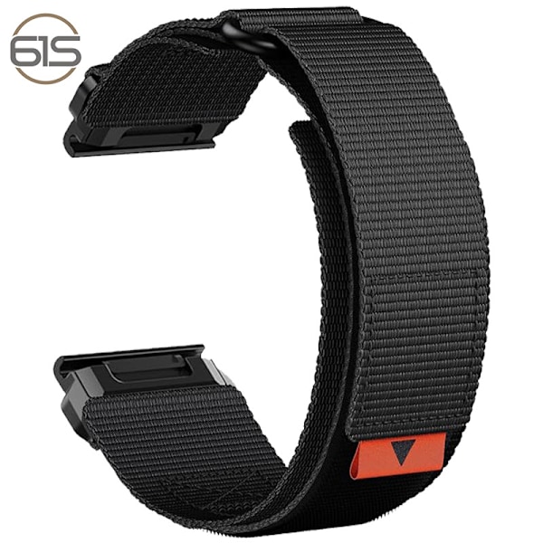 26 mm nylon urrem til Garmin Fenix 8/7X Pro/5X/6X Sort