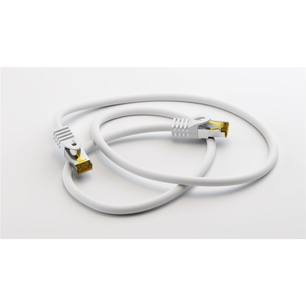 RJ45 patchkabel S/FTP (PiMF), 500 MHz, med CAT 7 råkabel, vit, 2 m