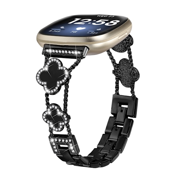 Cloverlink-armband för Fitbit Versa 3/4/Sense 2 Svart