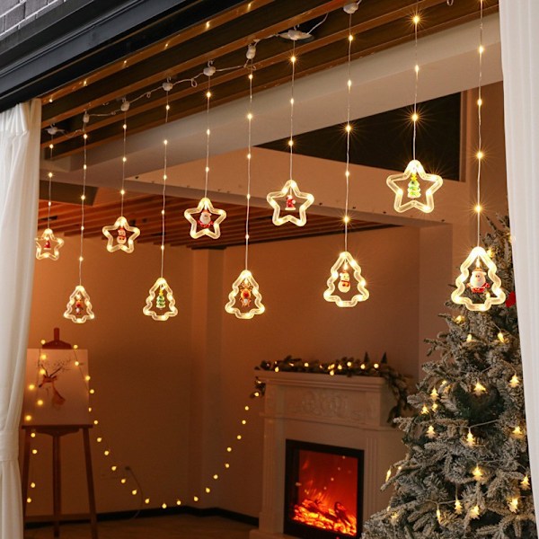 Ring LED-lampor för jul, bröllop, fester och heminredning Stjärnring + julgransring Varmvita lampor