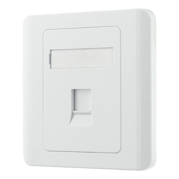 Flush mount for Keystone, 1 port, dust hatch, white