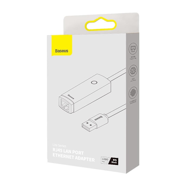 Nätverksadapter Baseus Lite Series USB till RJ45 (svart)