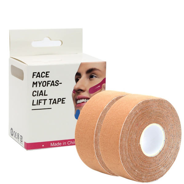 Ansiktslyftande tejp i hudton - 2,5 cm x 5 m (komfortpassform) - 2-pack model 1 Beige