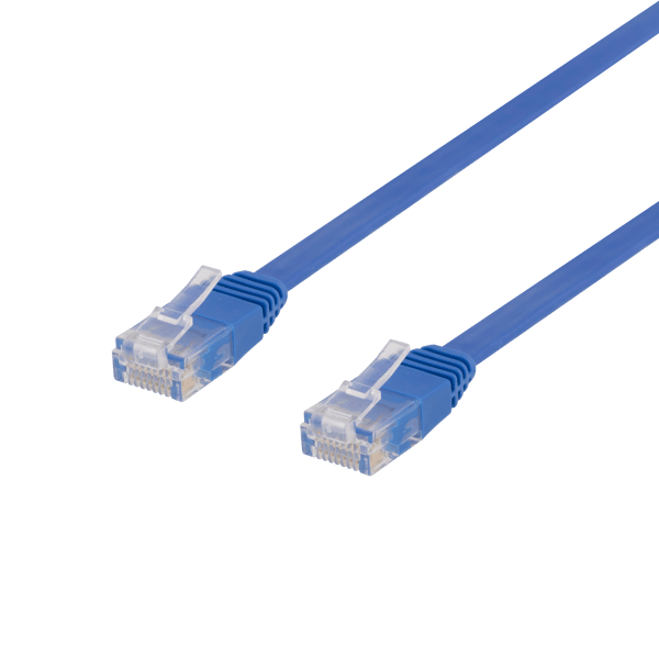 U/UTP Cat6 patch cable, flat, 1m, 250MHz, blue