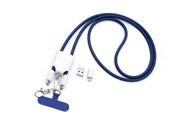 4-in-1 Nopea Lataus Lanyard Datakaapeli Blue Blue