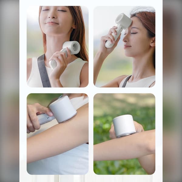 sammenfoldelig køleventilator 3600mAh genopladelig køling til rejse og pendling iskompression, 135° foldbar, LED-display, halsbåret handsfree Blue Blue