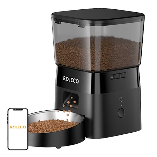 Rojeco 2L automatisk husdjursmatare WiFi-version (svart)
