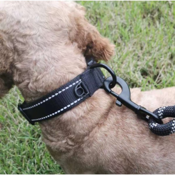 Reflekterende hundehalsbånd i nylon, justerbart kæledyrshalsbånd L