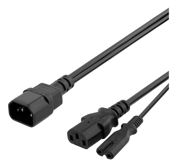 Y-Splitter power cord C14 to C13+C7, 0,2m, black