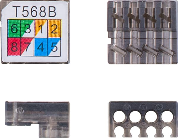 Værktøjsfri kabeltilslutning "Tynd" CAT 6, STP skærmet