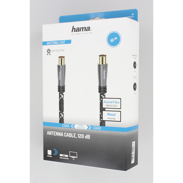 HAMA Antennkabel 120dB Svart/Grå 10.0m
