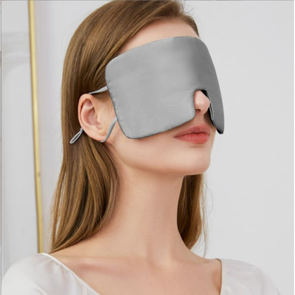 Oversized silke sovemaske til mænd og kvinder Grå