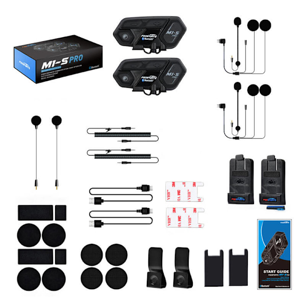 Fodsports M1-S Pro motorcykel samtaleanlæg to-pack (sort)
