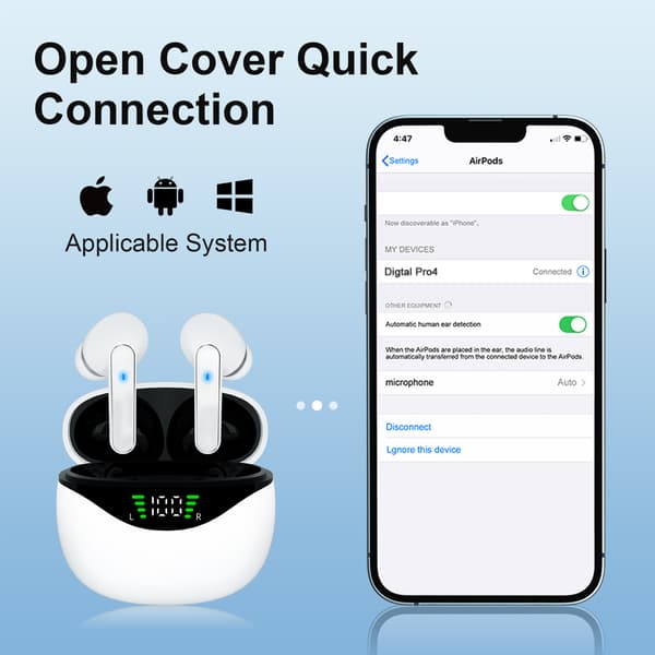 Langattomat 5.4 Bluetooth -kuulokkeet DP4, pitkä akunkesto White White