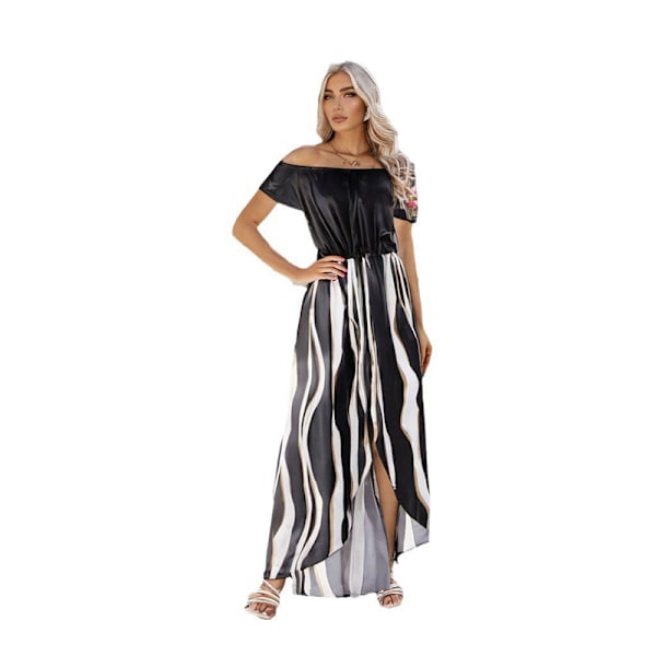 Maxi-kjole med zebraprint - Sort S