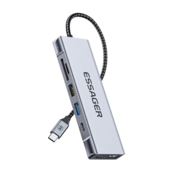 Telakointiasema, Essager, EHB08-QK0G-Z, HDMI, 2xUSB-A, SD-kortti, TF-kortti (harmaa)