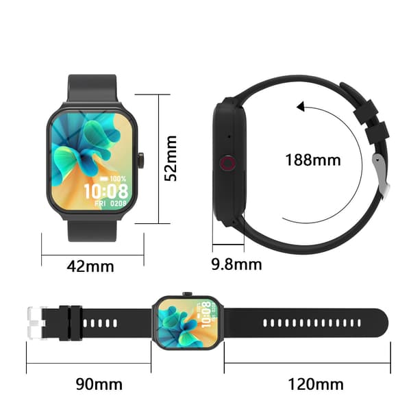 Multifunktionell Smartwatch med Bluetooth-samtal och Hälsoövervakning, kompatibelt med Android och iOS Black Black