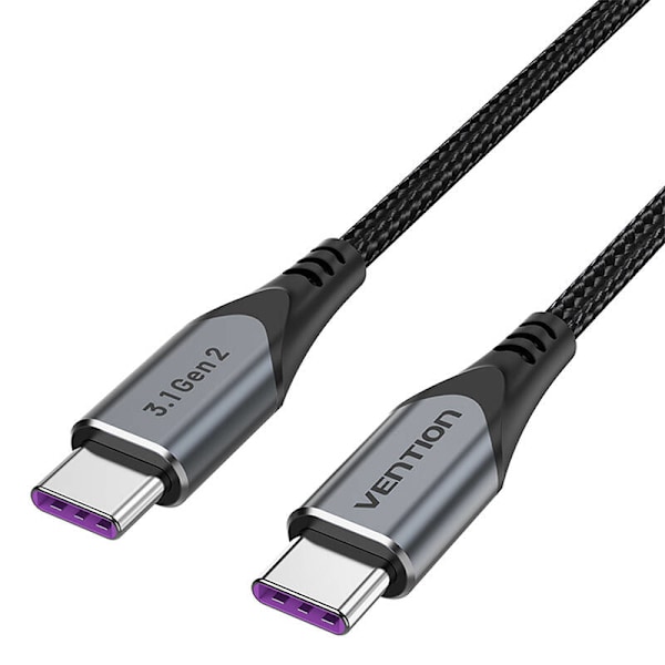 USB-C till USB-C 100W Ventilation TAHHF 5A 1m USB 3.1 Gen2 4k-kabel (grå)