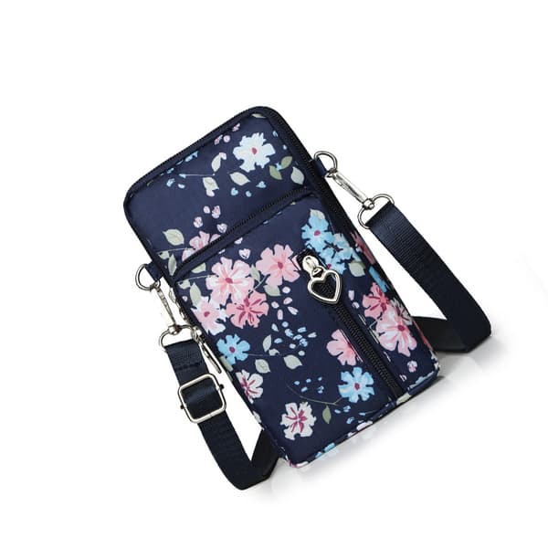Kompakt Multi-Wear Mini Telefonfodral Multifunktionellt telefonfodral Colorful flowers pattern