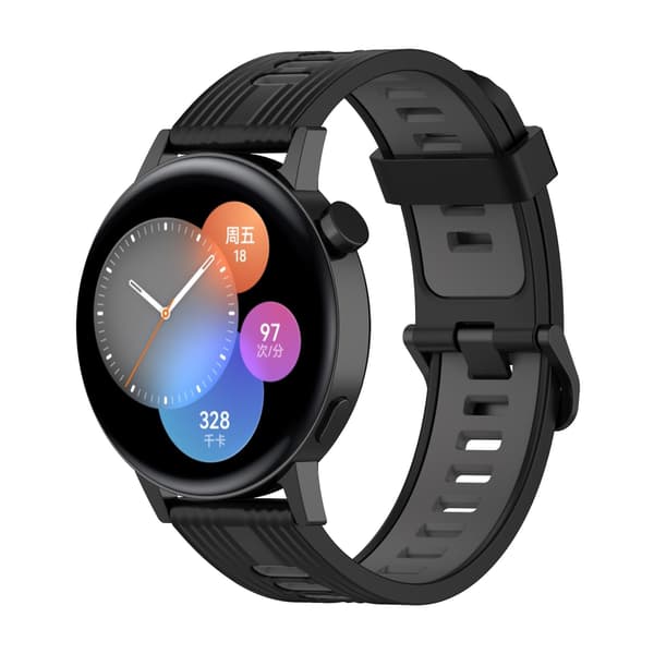 Stilfuld silikonerem til GT Runner Black+Grey Black+Grey