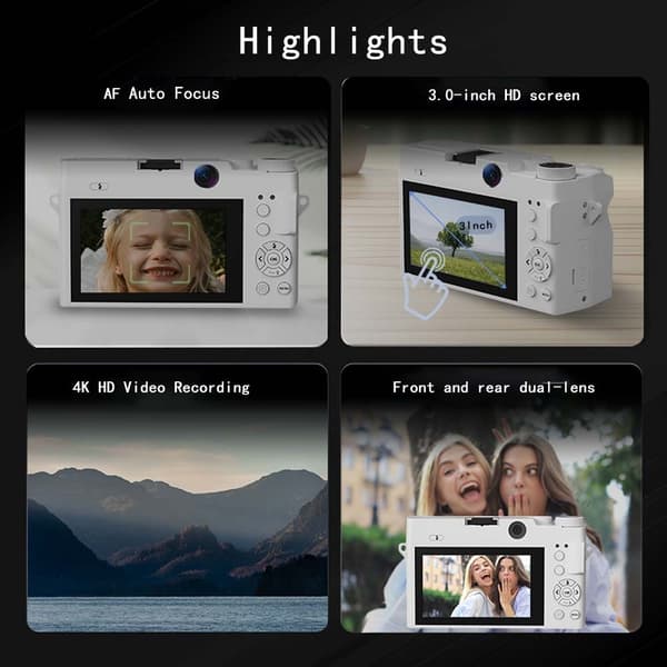 Entry-Level Studerende Micro Single Digitalkamera med 7500W Pixel og 4K HD-optagelse White White