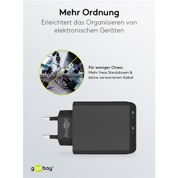 USB-C™ PD dobbelt hurtigoplader (36 W) sort