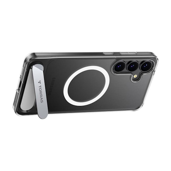 Torras Pstand Series puhelinkuori Samsung S25:lle (läpinäkyvä)