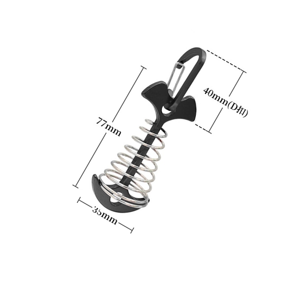 Tältpinnar av fiskbensmodell i aluminiumlegering med spänne (4-pack) Svart